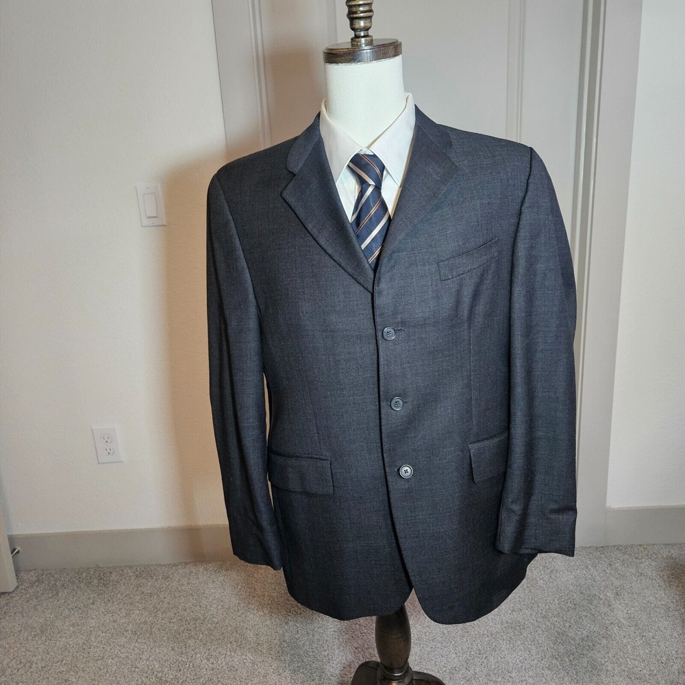 Ralph Lauren Men's Blazer Sport Coat 3 Button Suit Black Made in Canada Size 44